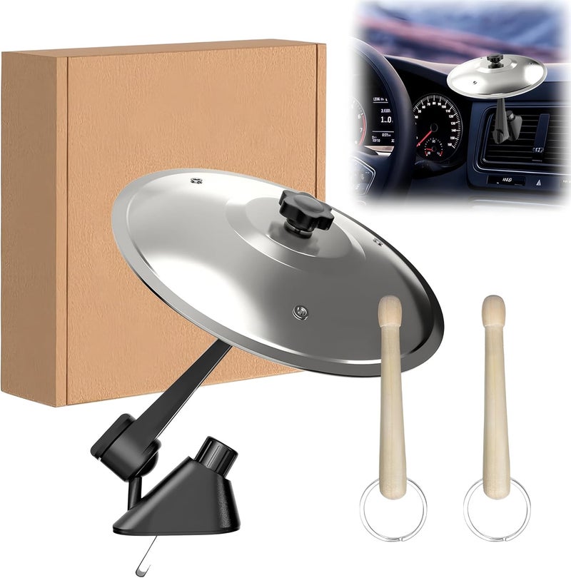 BADAO Car Cymbal Air Vent Car Symbol Drum Crash Cymbal w/Mini Drum Stick,Mini Drum Cymbal,Add Fun to Your Drive,Funny Musical Instruments Gadget for Drummer Music Lovers Gift,Car Accessory All Vehicle Types - Image 1